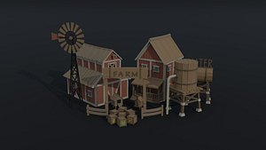 Lowpoly Cartoon farm asset Polygonal Style