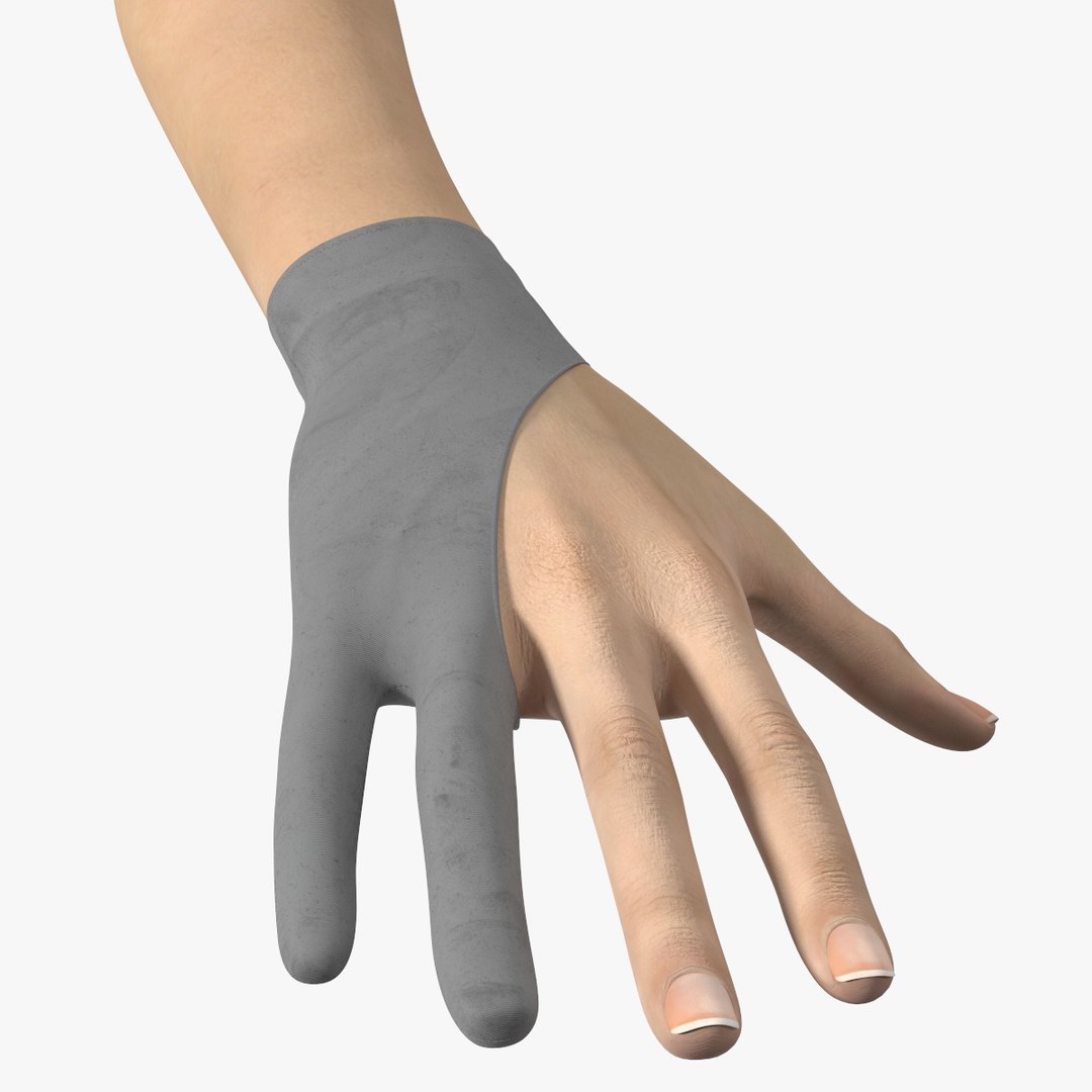 Grey Drawing Glove on Hand 3D model preview