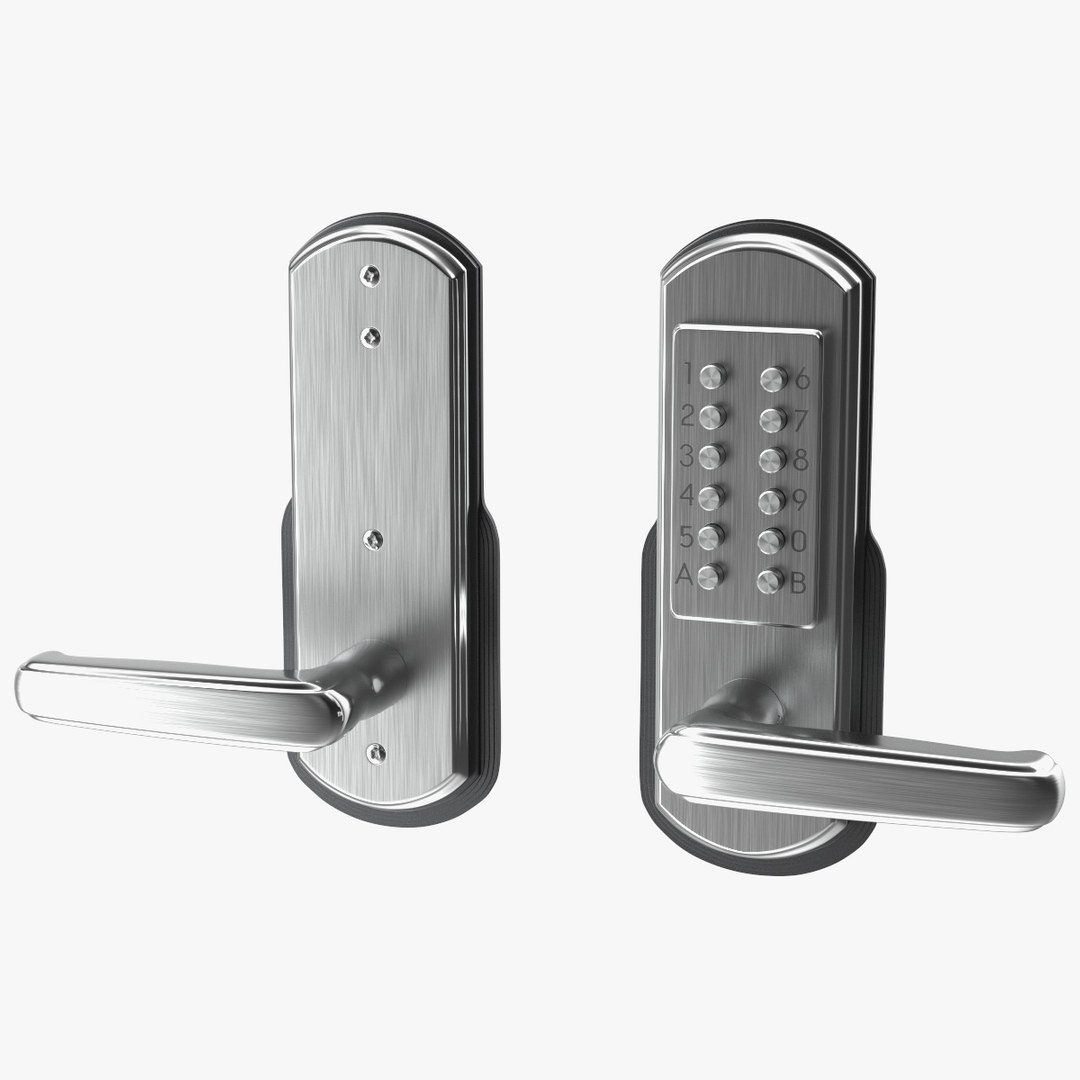 Push Button Door Lock Silver 3D model preview