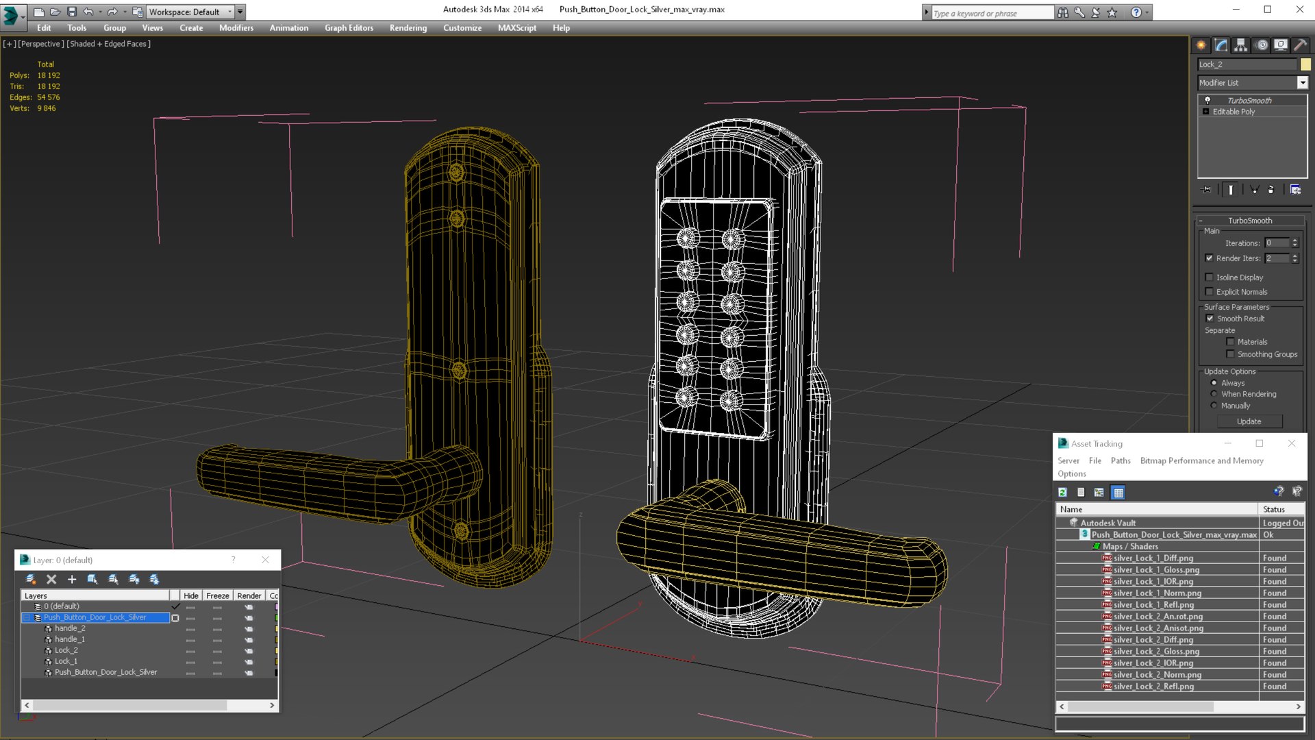 Push Button Door Lock Silver 3D Model - TurboSquid 1889252