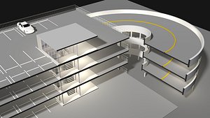 Parking garage building in cutaway section 25-28 model