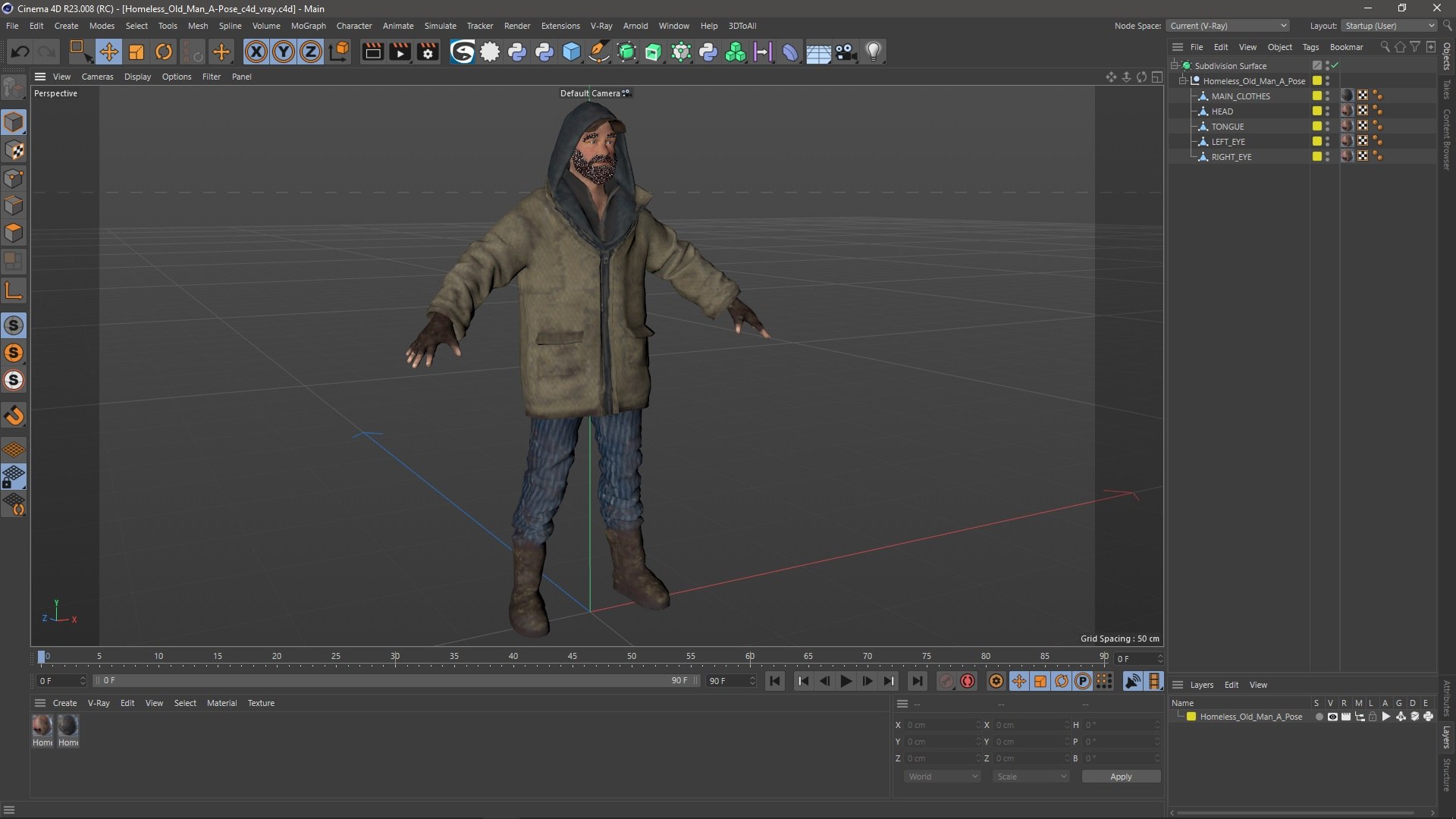 3D Homeless Old Man A-Pose - TurboSquid 2283343