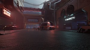 Cyberpunk Exterior Scene v4 - Jays Garage 3D model