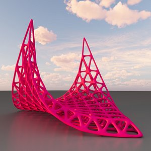 3D Winged Sci-Fi Space Truss Structure 04
