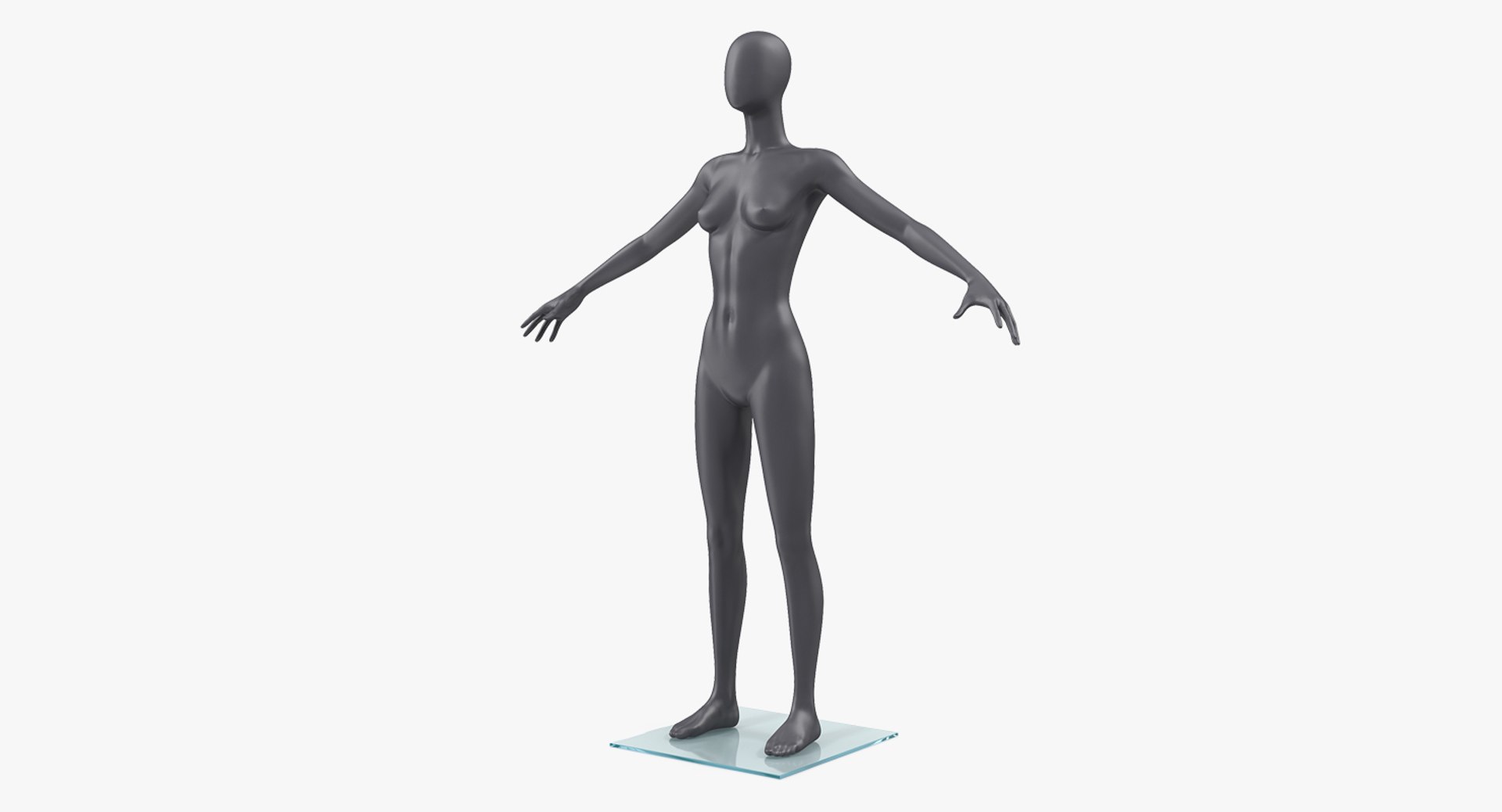 Female Dark Grey Mannequin T-Pose 3D model preview