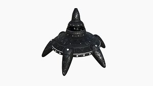 3D Alien Spaceship UFO G10 Full Black - Sci Fi Spacecraft Design