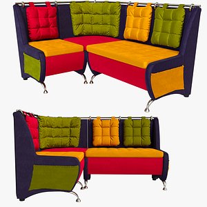 3D Colored Velour Corner Sofa