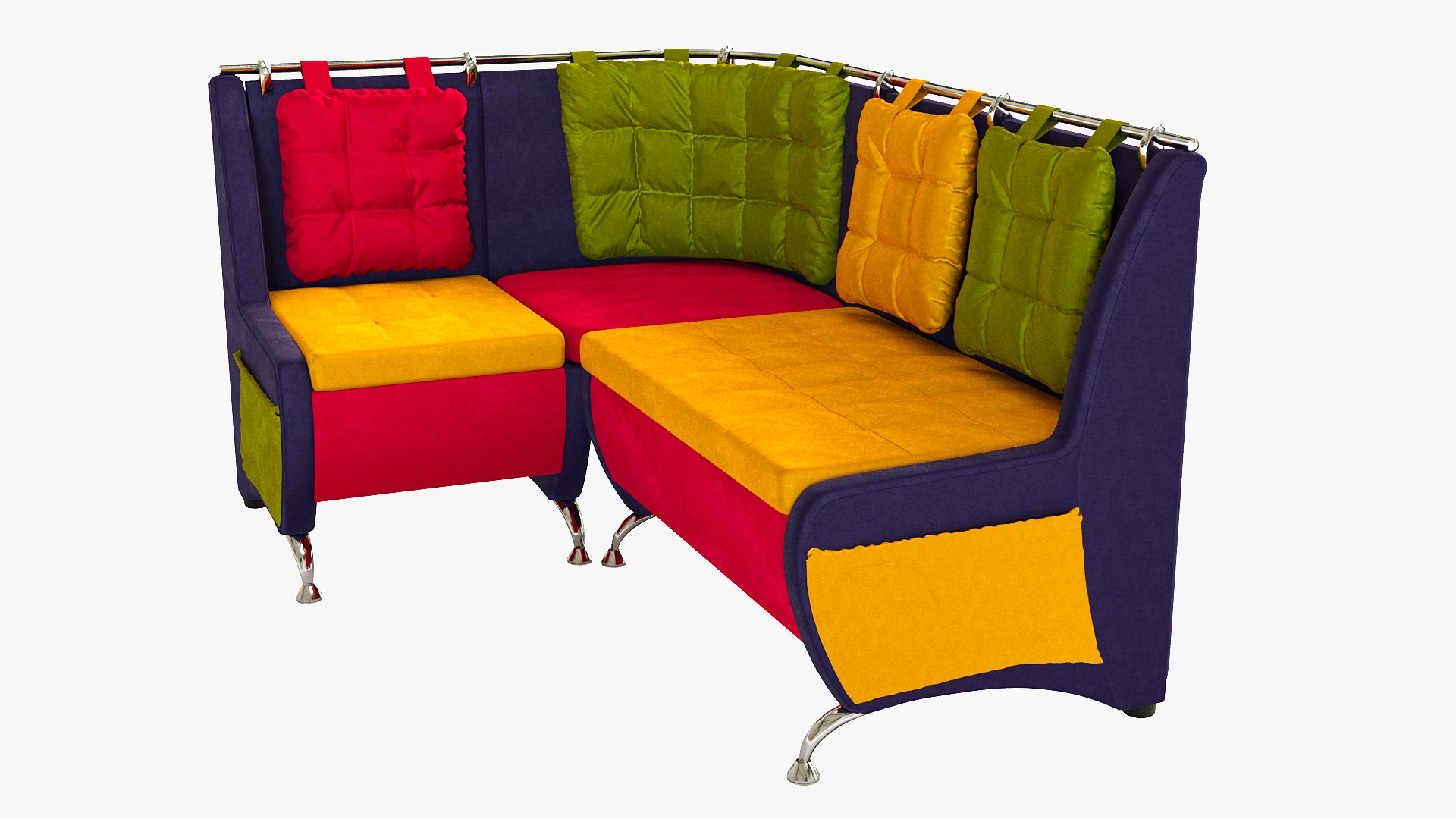 3D Colored Velour Corner Sofa TurboSquid 2064122