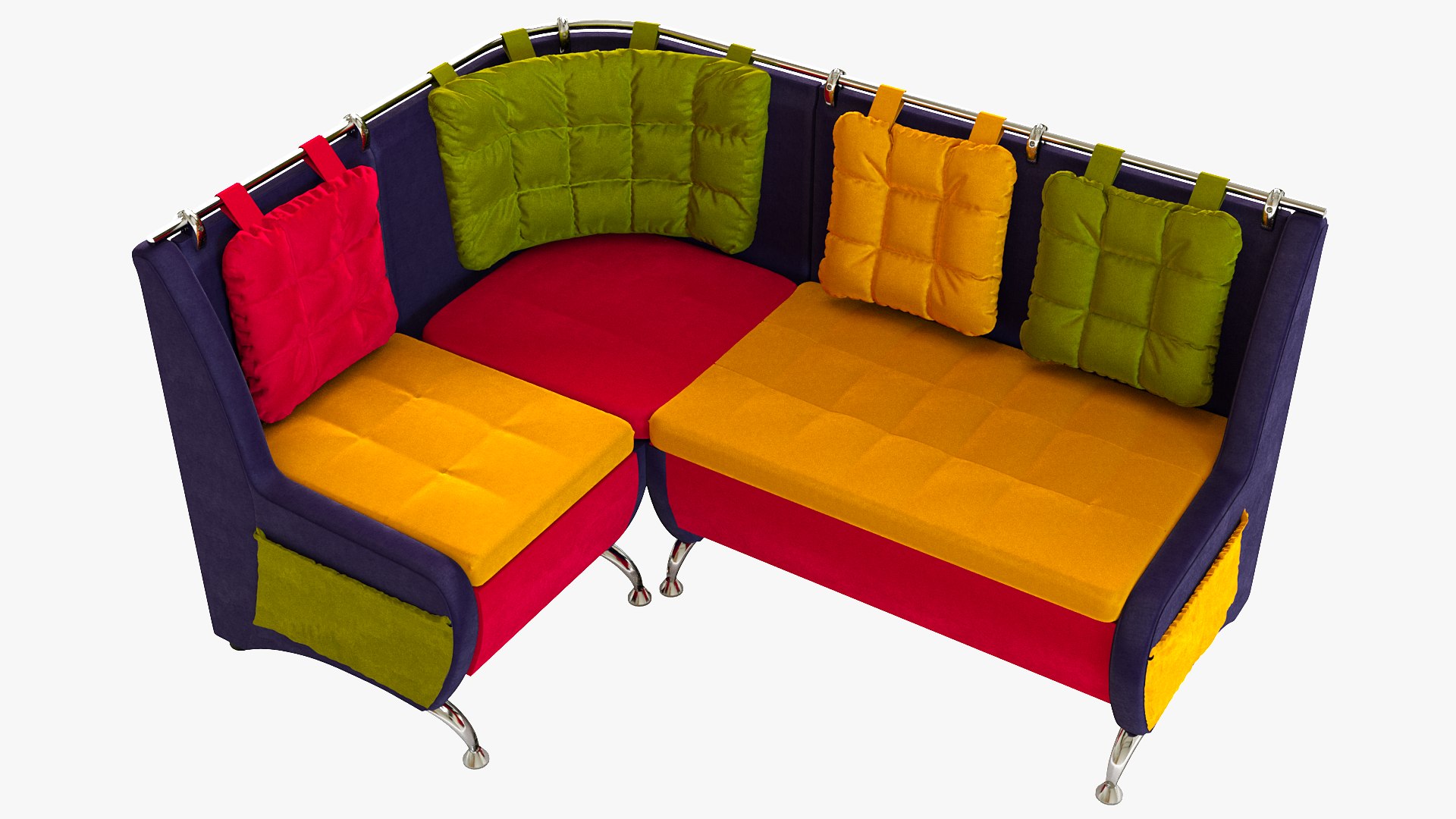 3D Colored Velour Corner Sofa TurboSquid 2064122