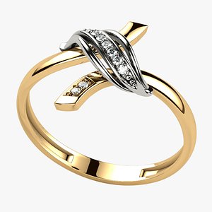3D Combined Gold Fashion Ring model