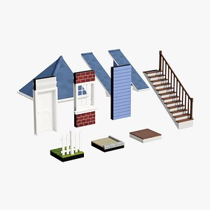 Suburban House 3D Modular Kit 3D model