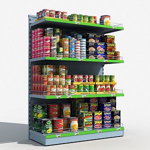 Supermarket Shelves Canned Food