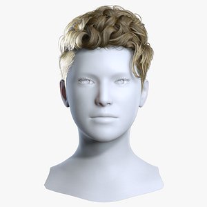 Modern Men Short Wavy Hair with Curly Fringe Low-Poly - Game Ready 3D model