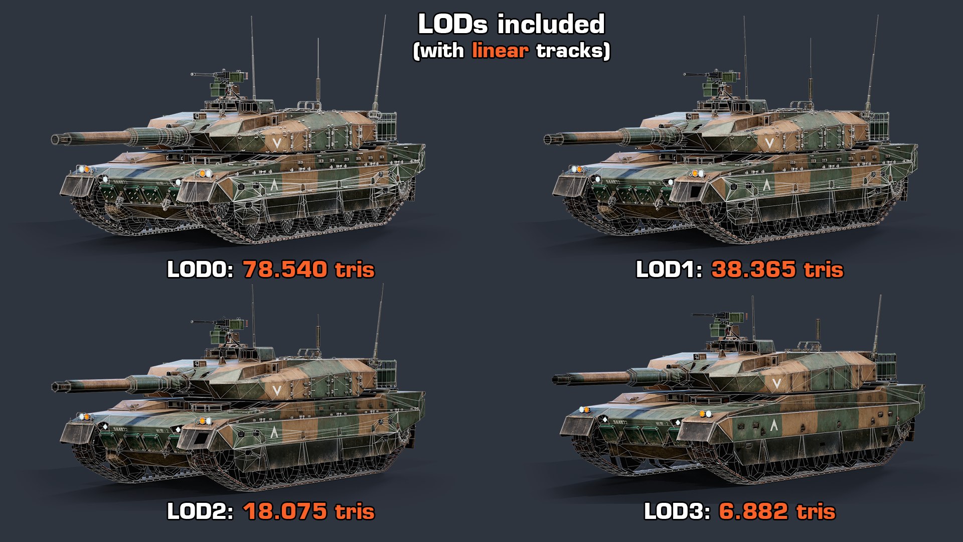 Rigged Type 10 GameReady LODs 3D model https://p.turbosquid.com/ts-thumb/fE/0UTOLo/pl/lods_linear/png/1639769728/1920x1080/fit_q87/fa5c822adfeb376da74b6900ffcc87722d6f5bbc/lods_linear.jpg