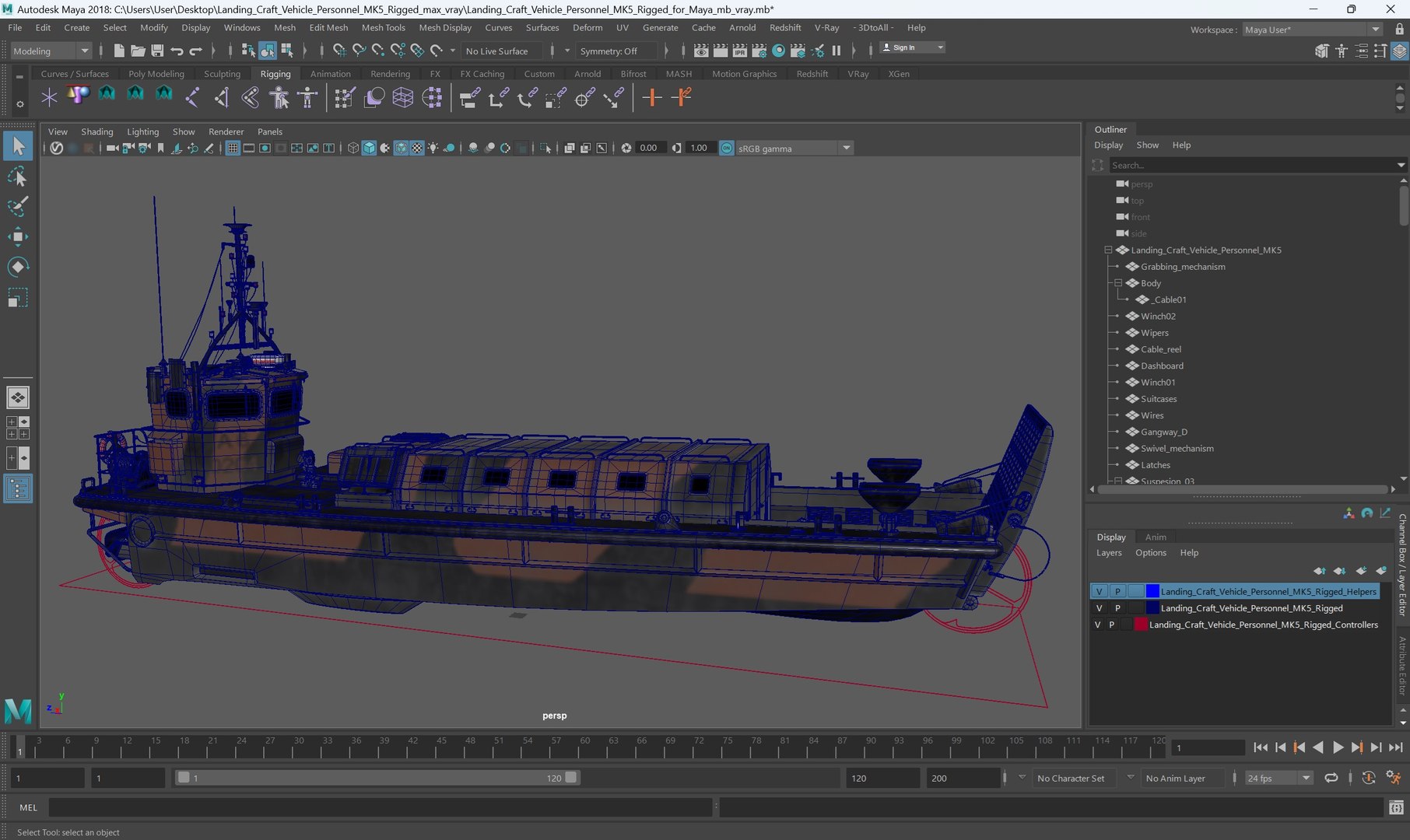 3D Landing Craft Vehicle Personnel MK5 Rigged For Maya - TurboSquid 2388644