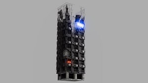 Futuristic Industrial Cyberpunk Skyscraper Building