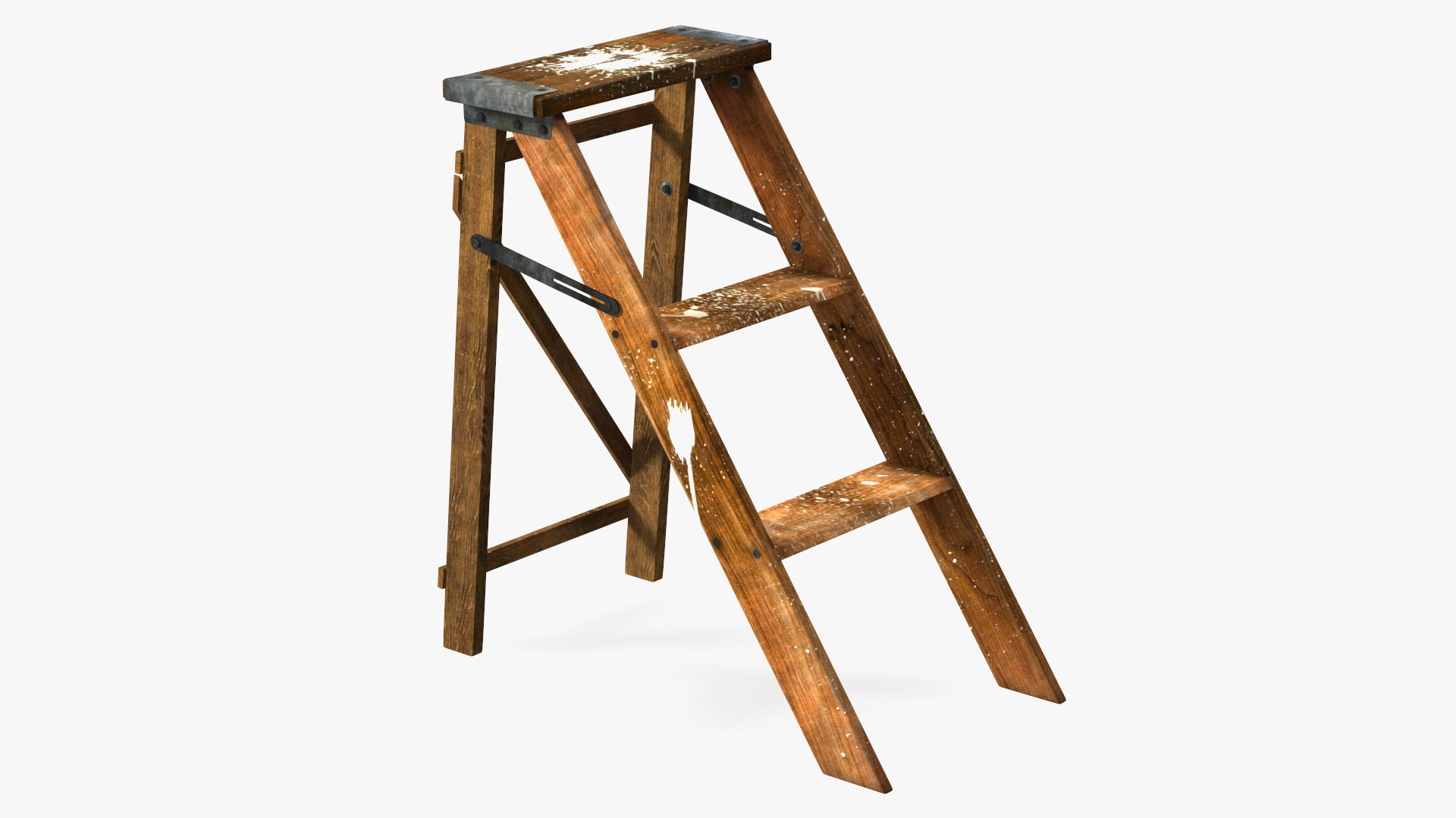 Old Wooden Stepladder 3D model preview