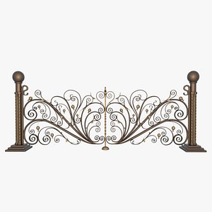 3D model wrought iron fence