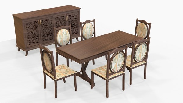 Dining Table Set - 01 3D model