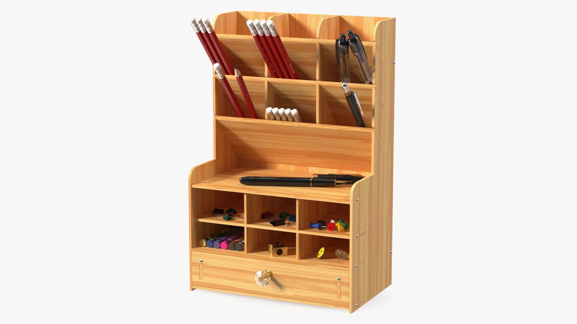 Desk Stationery Organizer with Office Supplies 3D model preview