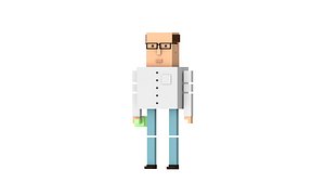 3D model simple scientist man