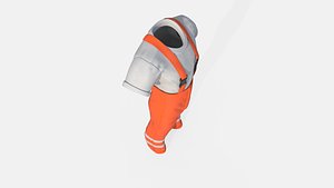 Orange Mans Overall Pants 3D model