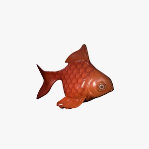 3D cartoon goldfish rigged and textured model
