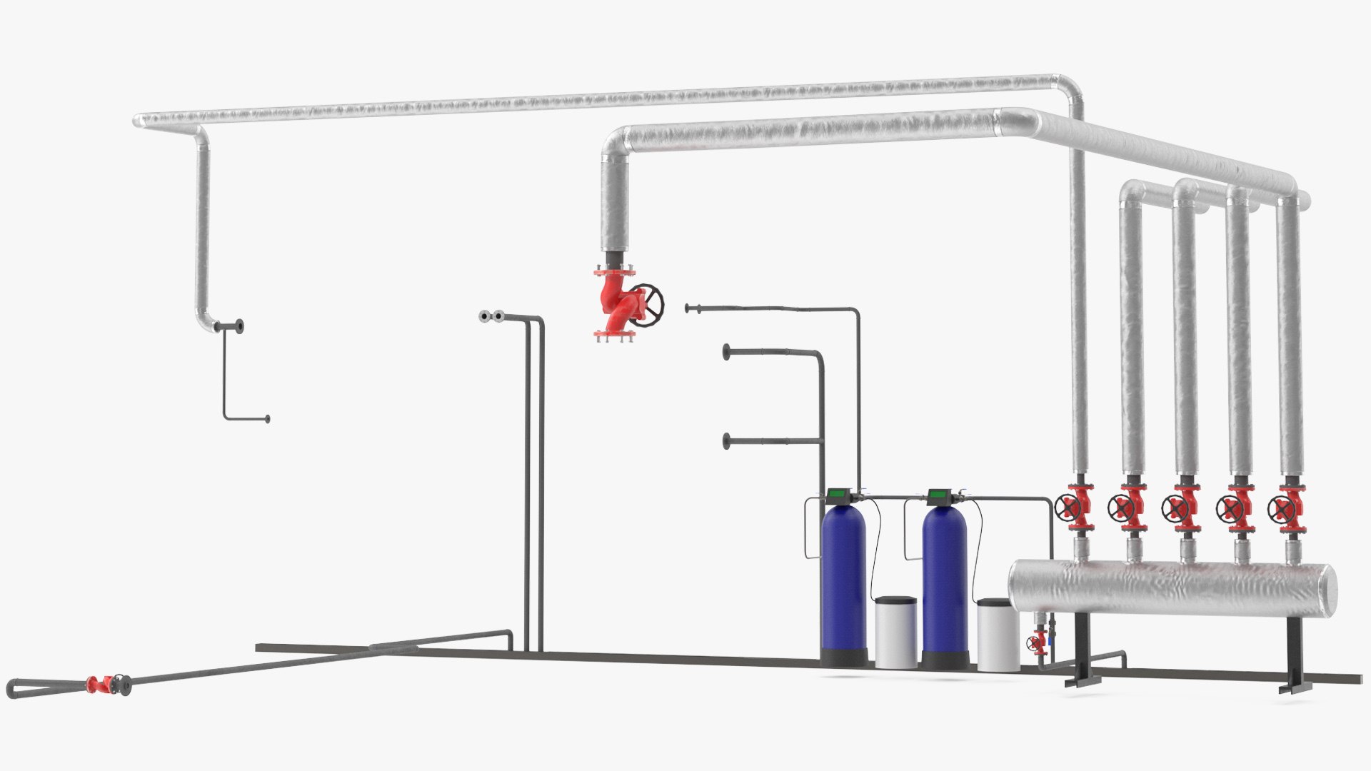 Boiler Steam Pipe System With Filtration Tanks 3D - TurboSquid 2556757