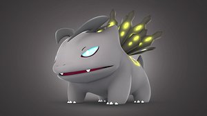 3D Pokemon Bulbasaur Dark Type Concept