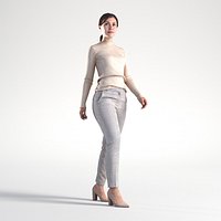 3D People Woman Kelly 1944 Business Casual Walking Low poly