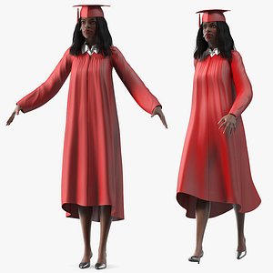 dark skin graduation gown 3D model