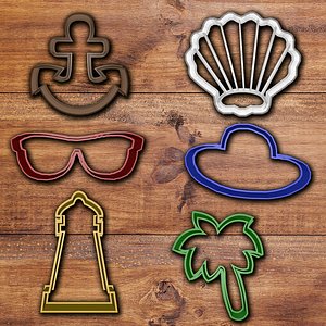 beach objects cookie cutter 3D model