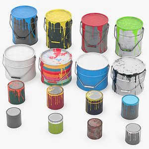 3D Paint cans lowpoly model