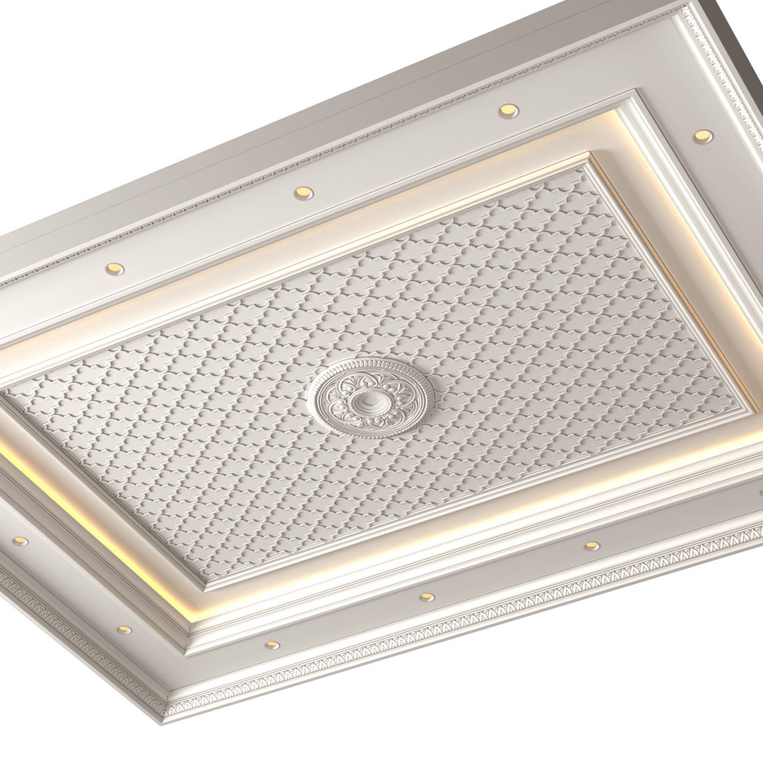 Coffered Arabic Ceiling With Illumination In Oriental Model ...