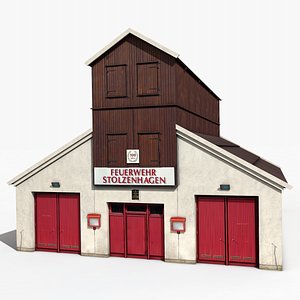 Fire Station Warehouse Low Poly