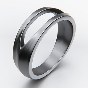 Split Loop Geometric Metal Ring - 3D Print Ready Design 3D model