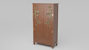Traditional Wooden Wardrobe with Floral Carving