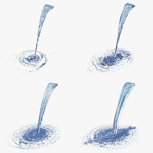 3D 5m height 1m width Waterfalls with 4 Different Flows - Animation of 12s at 60fps model