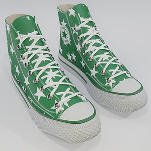 Basketball Leather Shoes Converse All Star Green Stars 3D model
