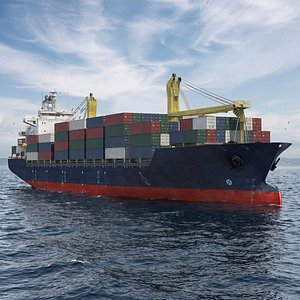 Maritime Freight Vessel with Containers 3D model