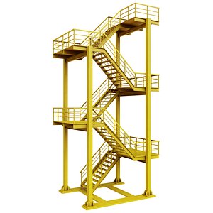 Yellow Industrial Stair 3D model