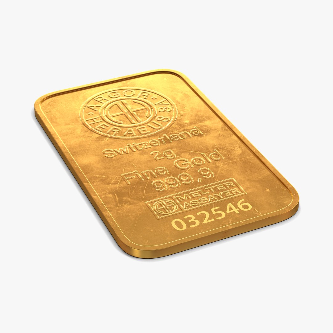 Gold Bar 2g 3D Model 3D model preview