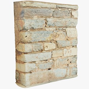 3D model Ancient Wall Column Corner V2