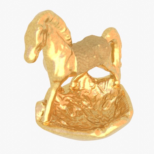 Gold horse ashtray high-poly 3D model model