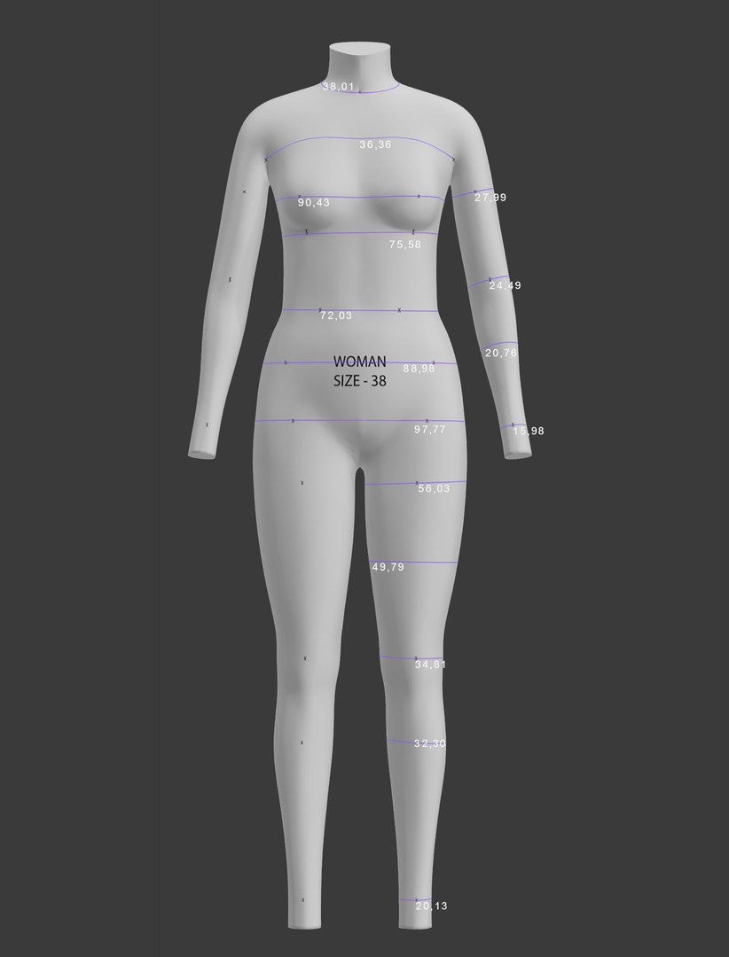 3D model Woman Body Human Size 38 3D model TurboSquid 2123951