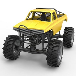 3D Diecast Mud truck Scale 1 to 25 model