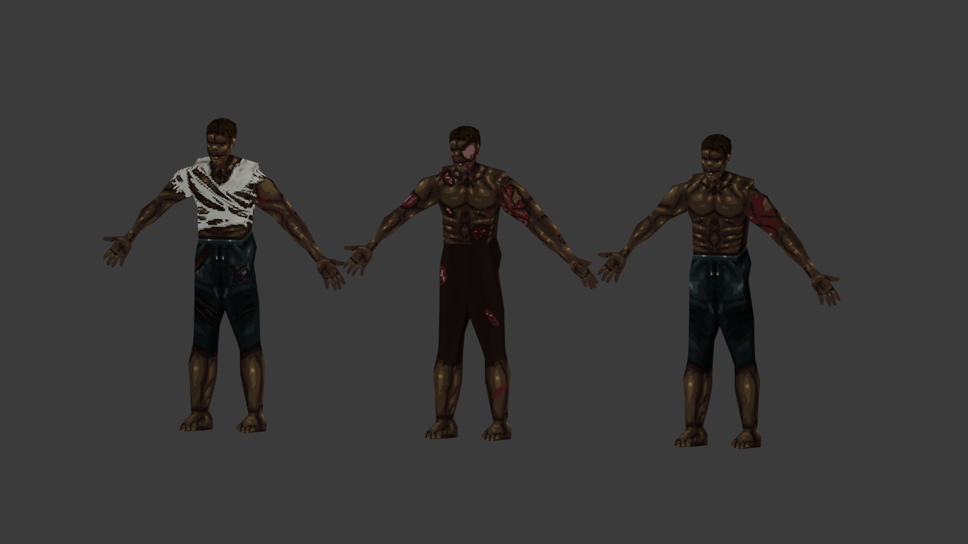 Retro Zombie PSX Models - Fully Rigged And Variants 3D Model ...