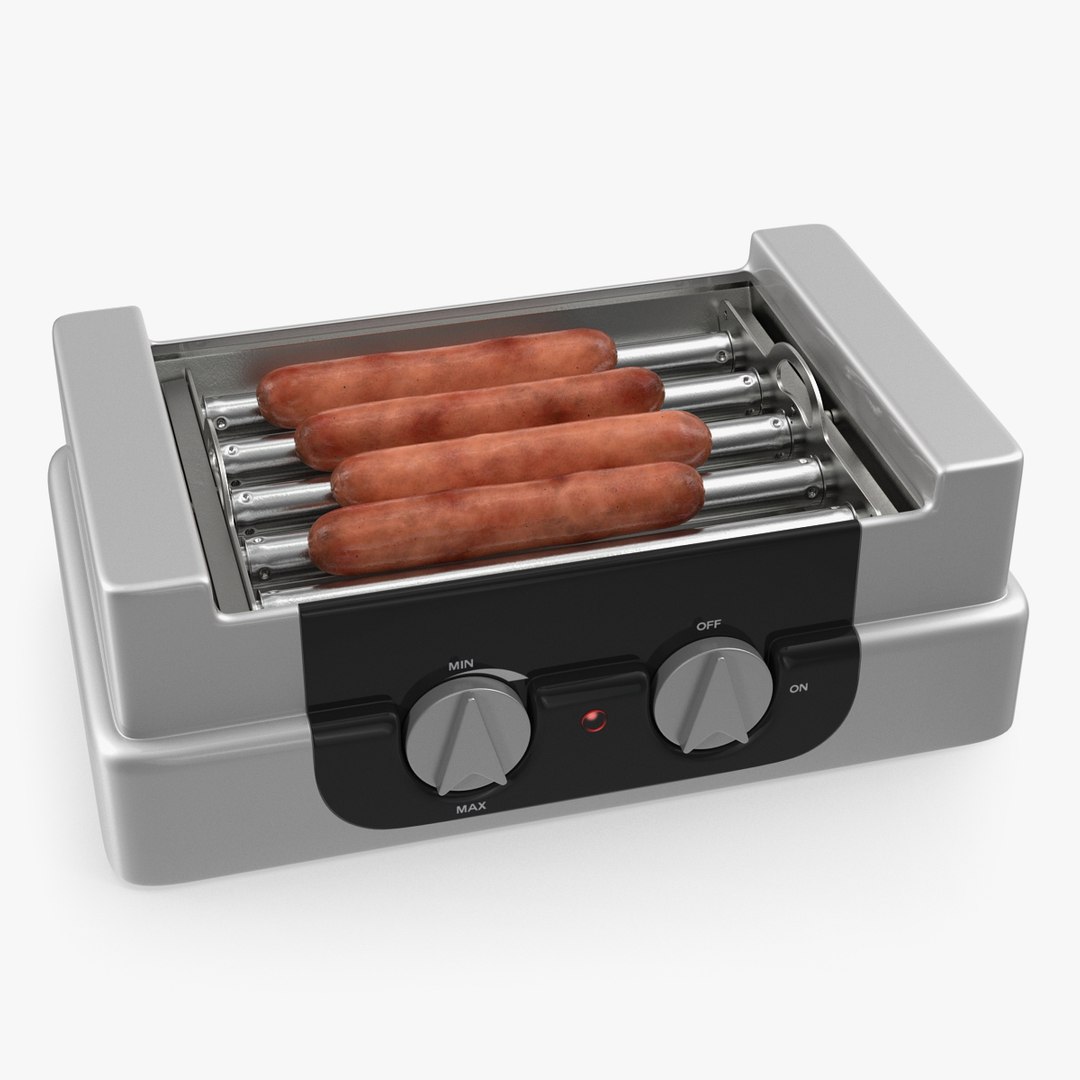 Electric Rolling Hotdog Machine with Sausages 3D Model 3D model preview