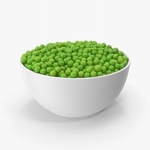 3D Green Peas In Ceramic Bowl model