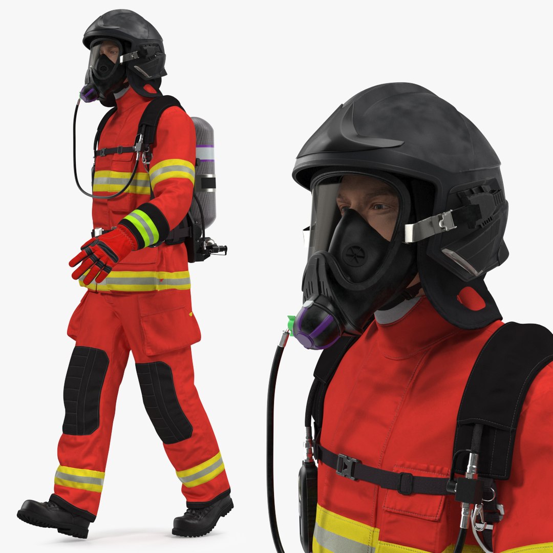 Firefighter Rescuer Rigged 3D model preview